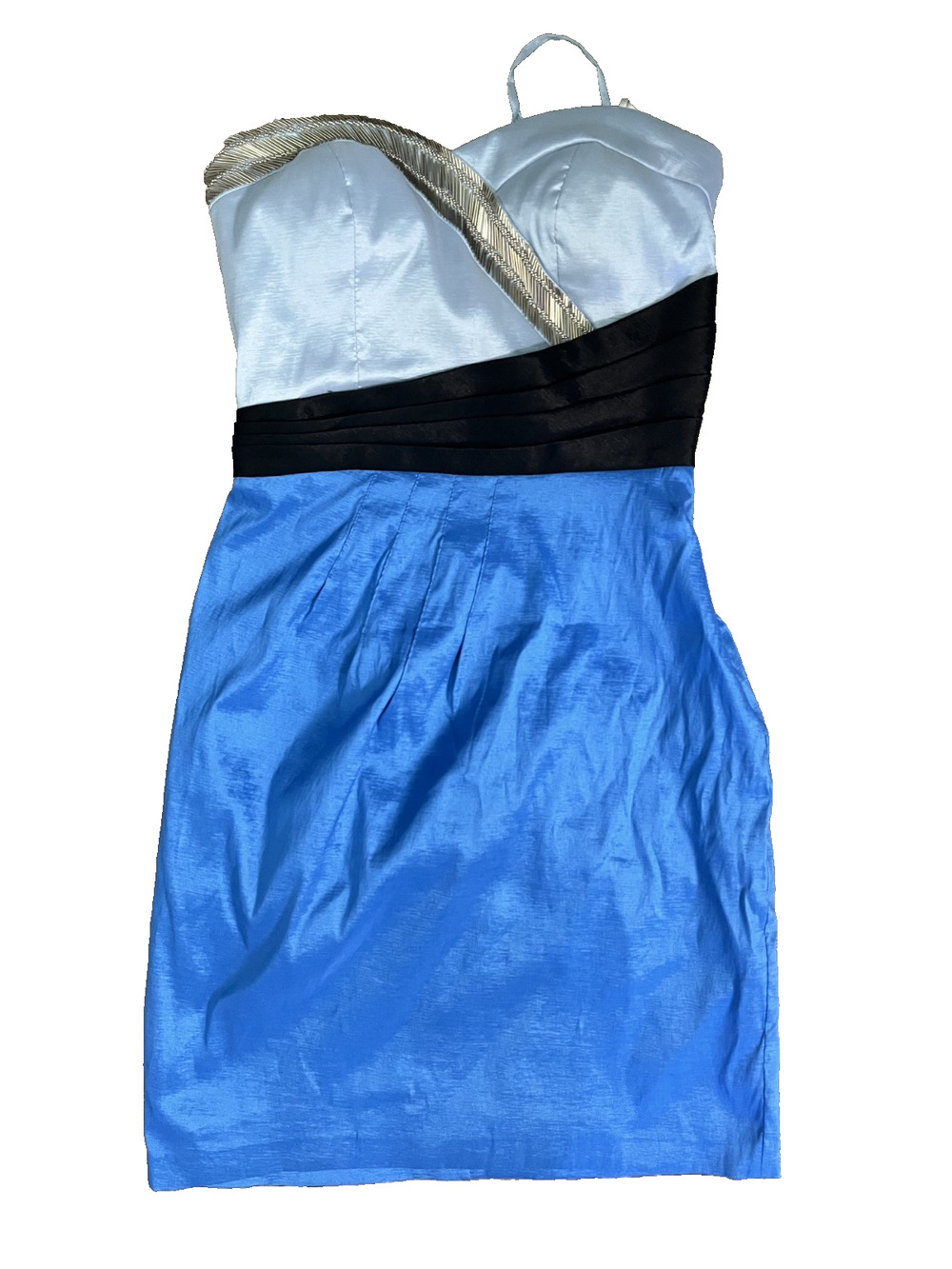 Women's Decode Size 0 Blue Black Sleeveless 28" Length Lined Dress Side Zip